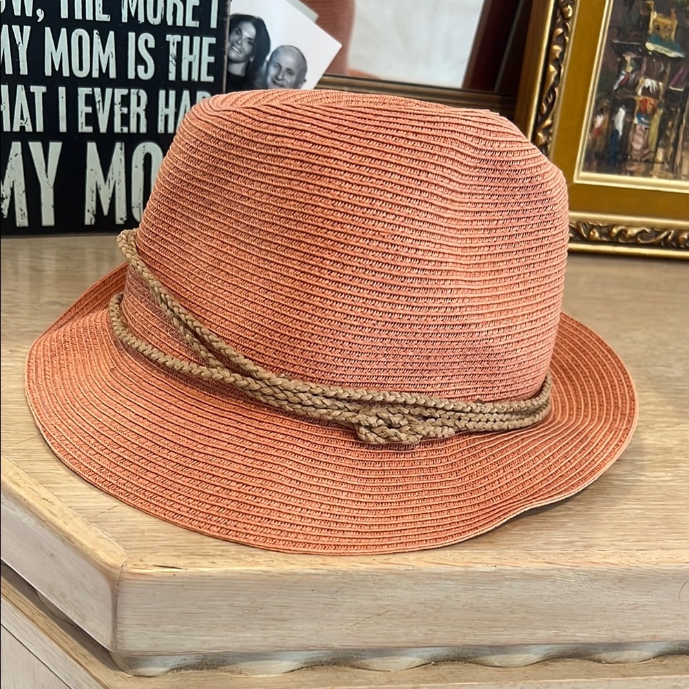 Hat attack Stylish Orange Fedora Hat never worn.